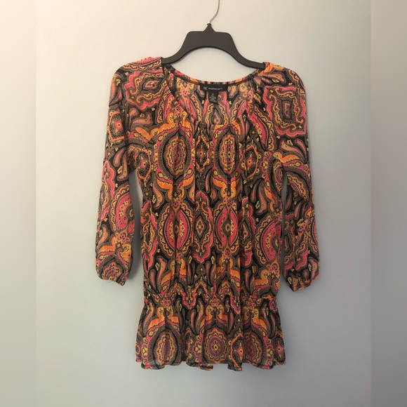 INC International Concepts Size Small 3/4 Sleeve Sheer Fabric Lined Shirt - Picture 1 of 7